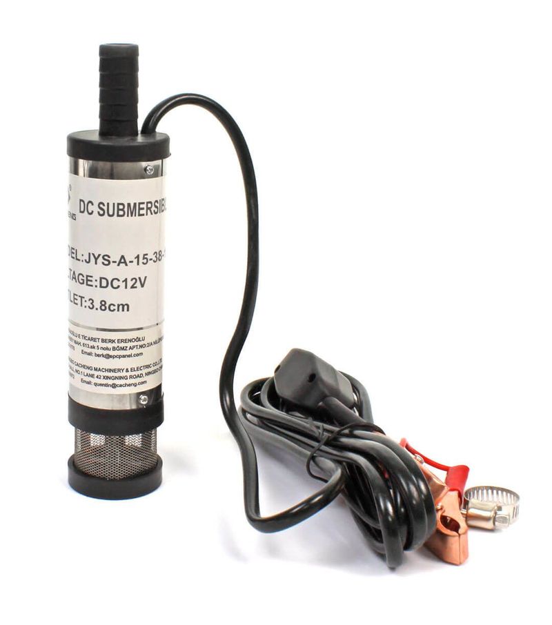 12 Volt Mazot Yağ Aktarma Pompası,Dc Mini Dalgıç Pompa Süzgeçli 38 mm Dış Çap