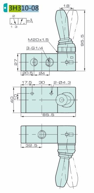 Jelpc 3H310 Pnömatik Yön Kontrol Valfi 3/2 Kol Kumandalı
