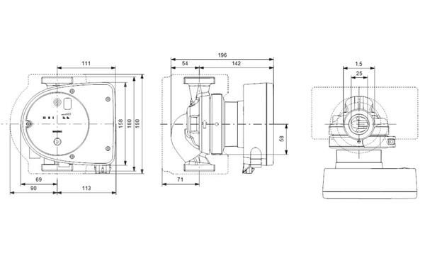 Grundfos MAGNA1 25-120(180 mm) 150-175.000 Kazan İçin Frekans Konvertörlü Sirkülasyon Pompası 12mss 9.5m³/h