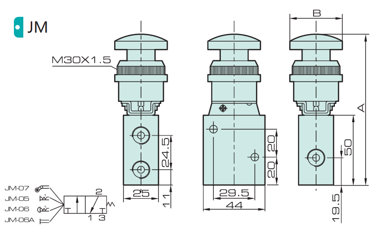 Jelpc JM-05 Pnömatik Yön Kontrol Valfi 3/2 Konum Anahtarlı
