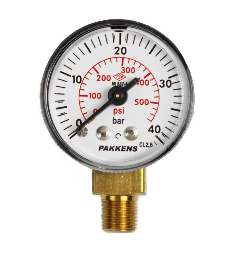 Pakkens 0-40 Bar 40 mm Alttan Bağlantılı Kuru Manometre G 1/8 inç