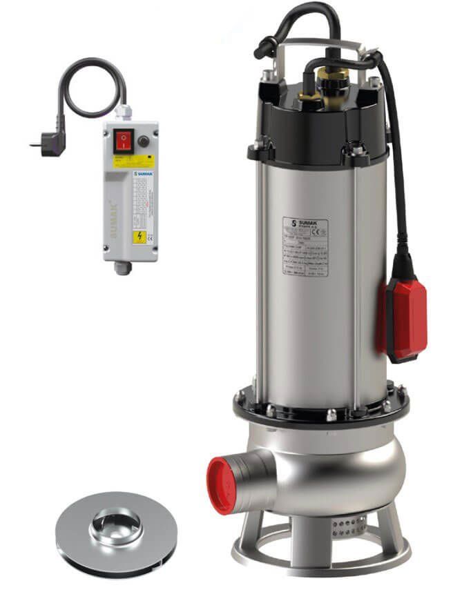 Sumak SDF 20/2 İNOX Komple Paslanmaz Kirli Su Dalgıç Pompa 220 Volt 2.2 Hp 16.5 Mss