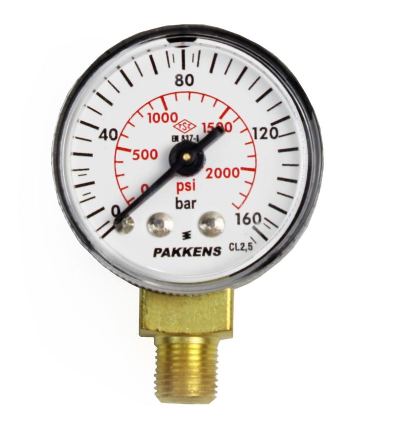 Pakkens 0-160 Bar 40 mm Alttan Bağlantılı Kuru Manometre G 1/8 inç