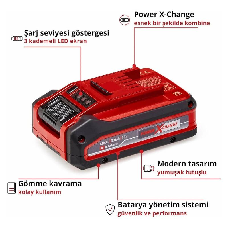 Einhell 18V 3.0Ah Power-X-Change Plus Akü - 4511501