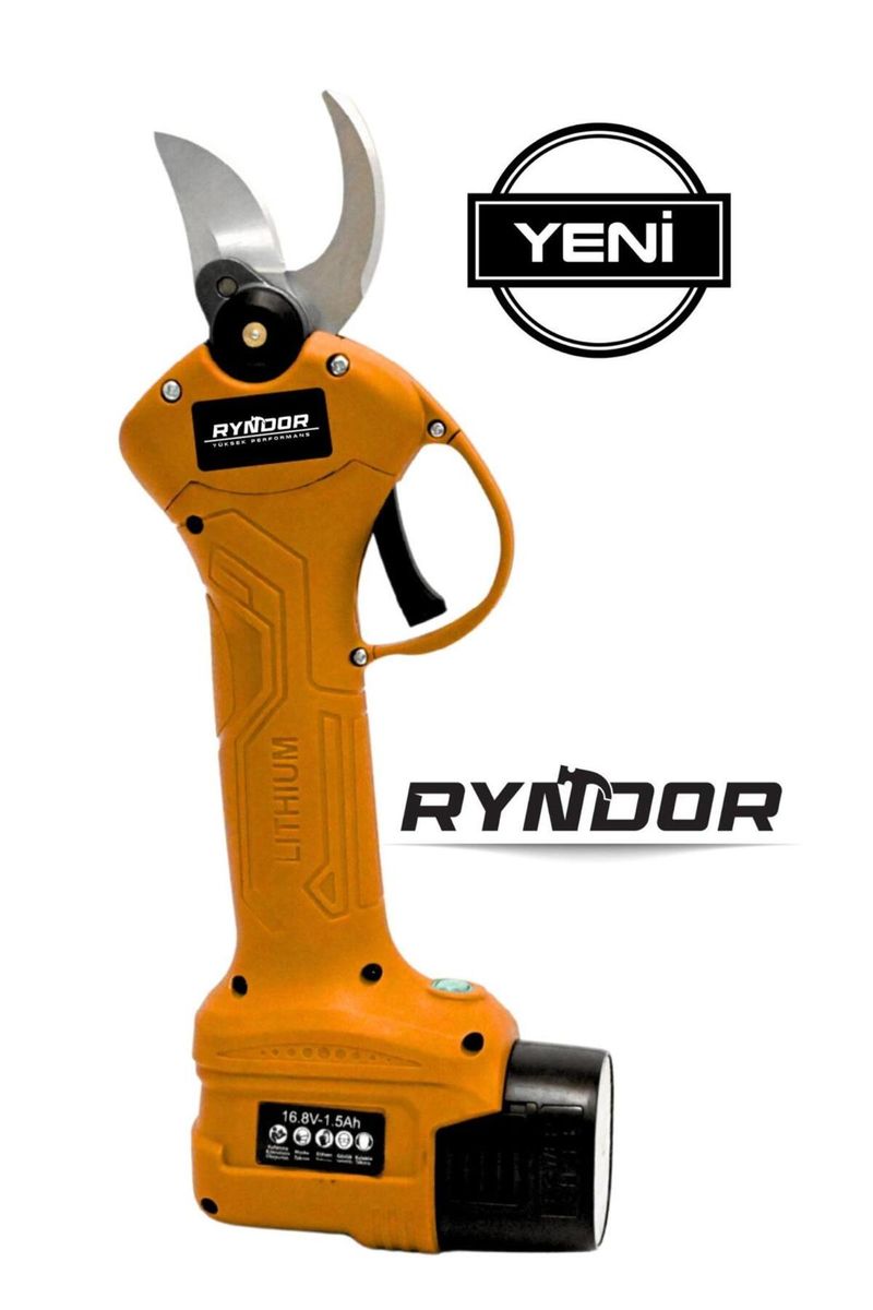 Ryndor Akülü Dal Budama Makası 16,8 V 1,5 Ah, 30 mm, Karbon Çelik Bıçak