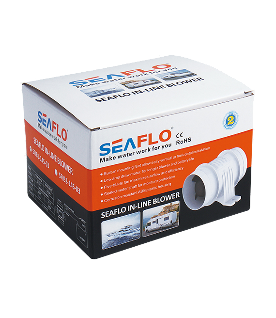 Seaflo SFIB2-145-03 24 Volt 75 mm Blower, Tekne ve Yat Kanal Tipi Fan Aspiratör 145cfm