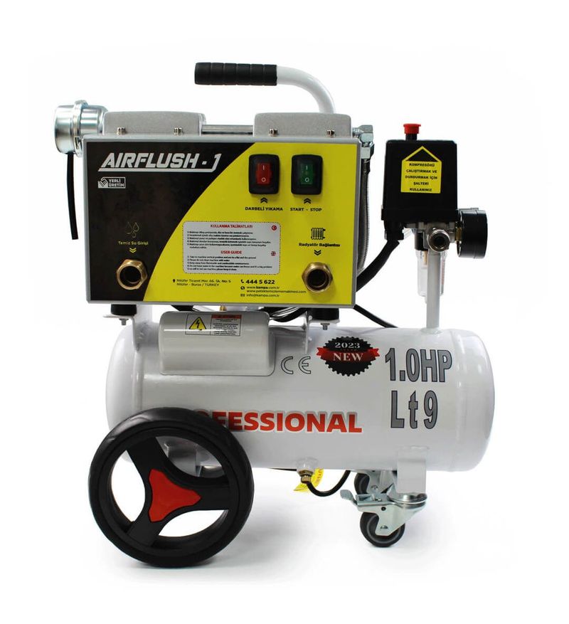 Airflush-1 Kompresörlü Petek Temizleme Makinası - Havalı Darbeli 9 Litre