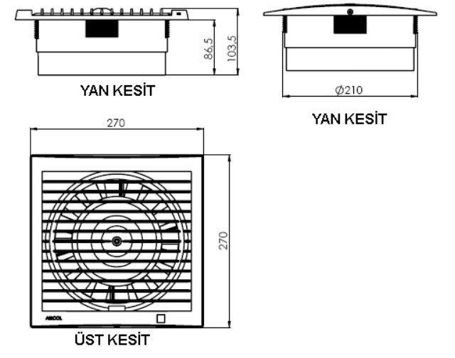 Airsan 200lük Sessiz Banyo, Mutfak ve Wc Fanı / Aspiratörü 30 Db 350 m³/h