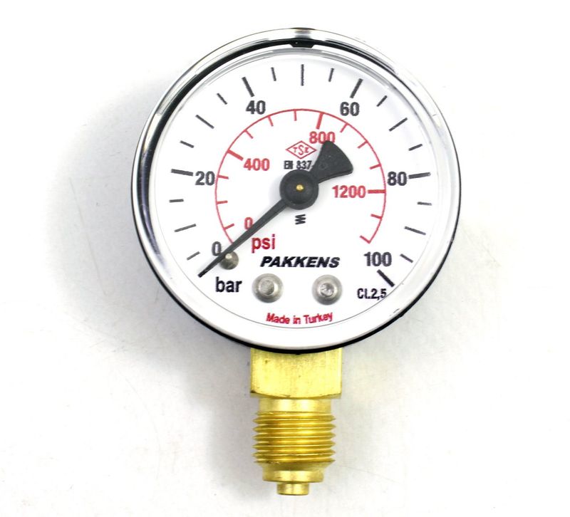 Pakkens Çap 63 0/100 Bar Kuru Tip Basınç Ölçer, Manometre, Basınç Göstergesi 1/4 inch