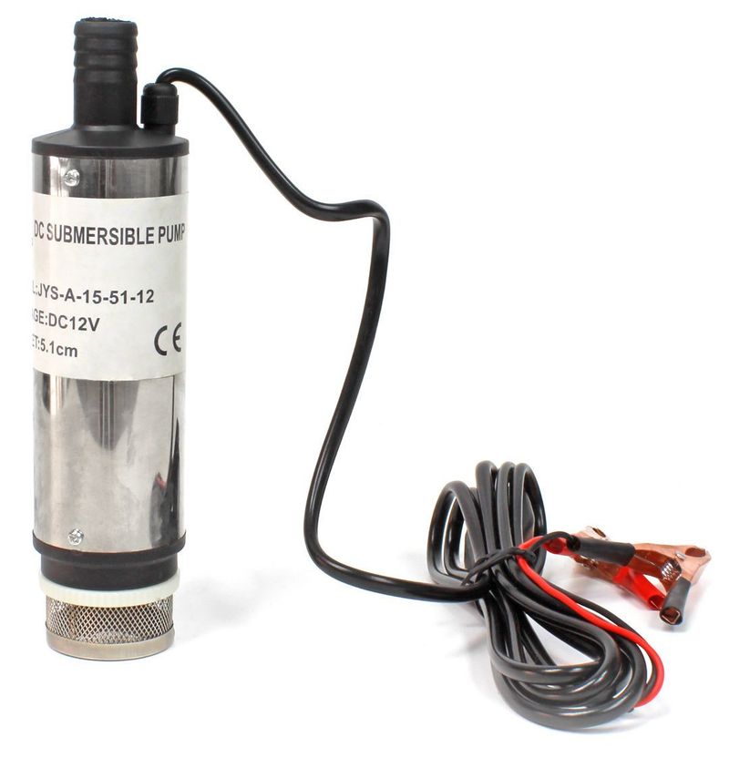12 Volt Mazot Yağ Aktarma Pompası,Dc Mini Dalgıç Pompa Süzgeçli 51 mm Dış Çap