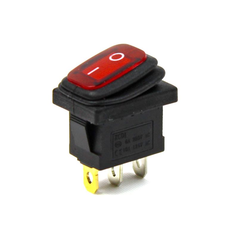 Körüklü Işıklı Anahtar Kırmızı, ON-OFF3 Pin - Düğme Buton Switch