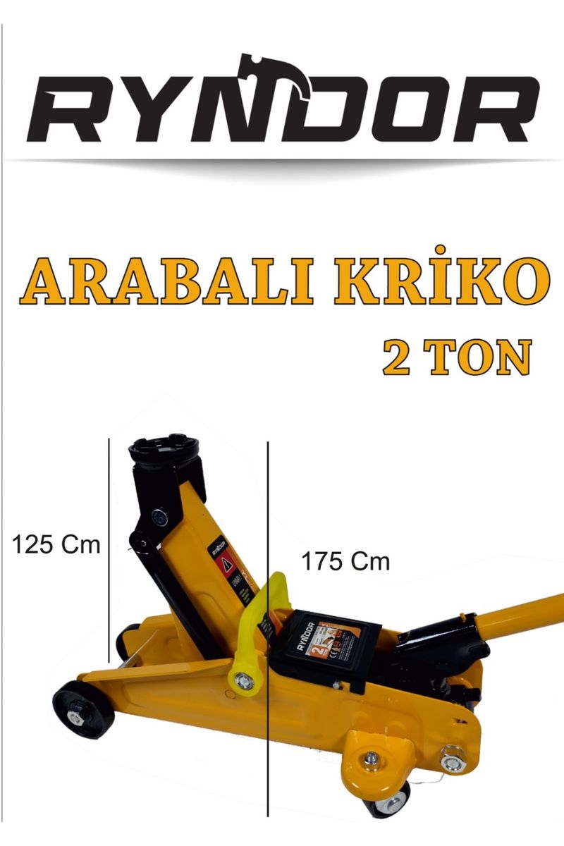 Ryndor 2 Ton Hidrolik Arabalı Kriko, Tekerlekli Timsah Kriko