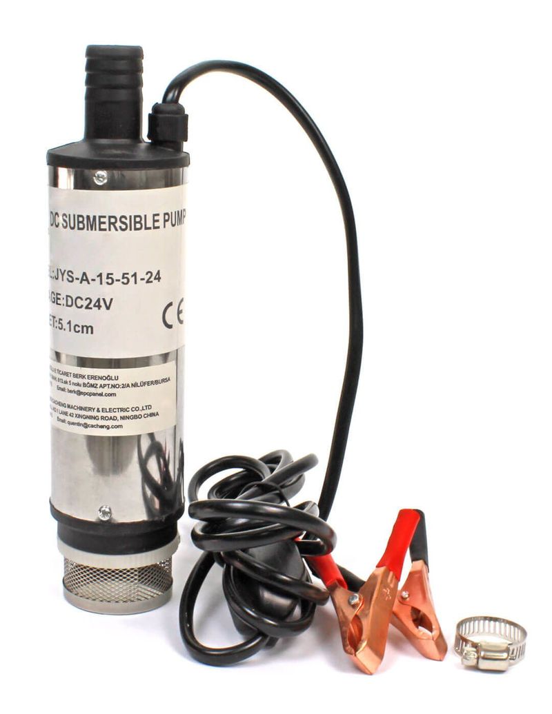 24 Volt Mazot Yağ Aktarma Pompası,Dc Mini Dalgıç Pompa Süzgeçli 51 mm Dış Çap