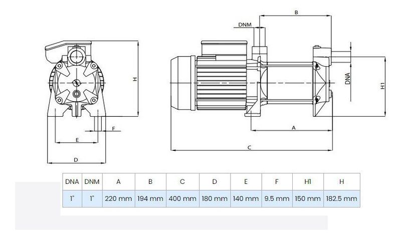 Wilo MSH 304M Yatay Kademeli Santrifüj Pompa 1 Hp 4.3 Bar 5 m³/h