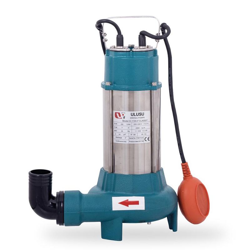 Ulusu H 1500 F Parçalayıcı Bıçaklı Atık Su Dalgıç Pompası