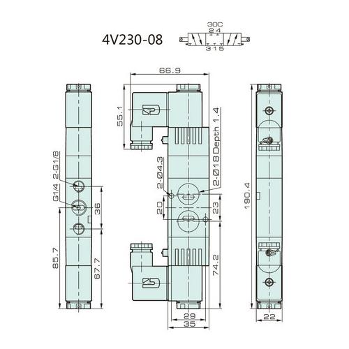 Jelpc 4V230 Pnömatik Yön Kontrol Valfi 5/3 Çift Bobin