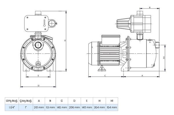 Wilo Control SPS 5-56 Jet Pompalı Otomatik Akıllı Hidrofor 7 Kat 10 Daire, 1.5Hp 5.6 Bar