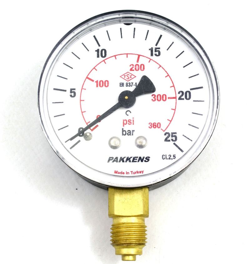 Pakkens Çap 63 0/25 Bar Kuru Tip Basınç Ölçer, Manometre, Basınç Göstergesi 1/4 inch
