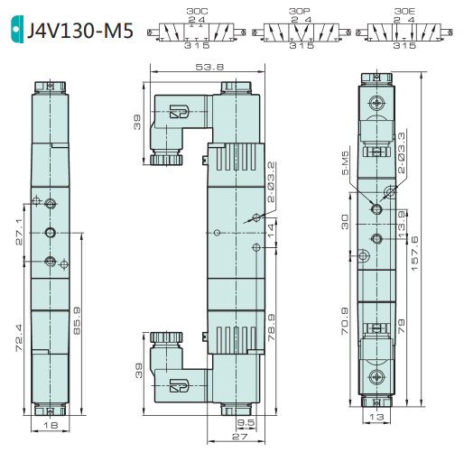 Jelpc 4V130 Pnömatik Yön Kontrol Valfi 5/3 Çift Bobin