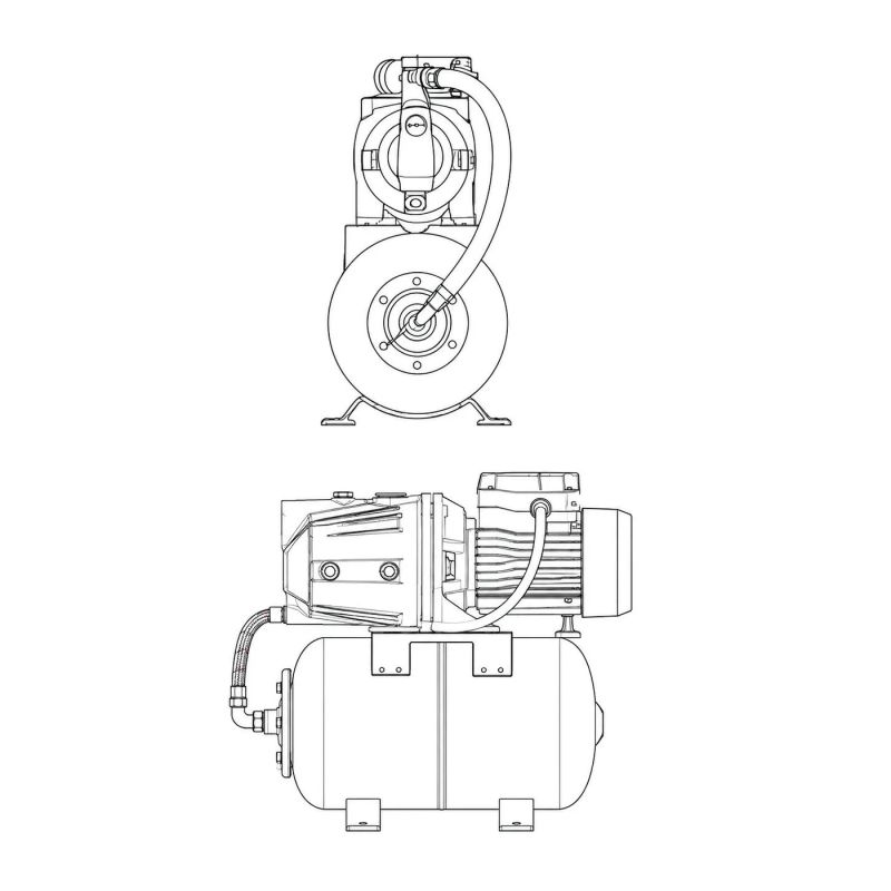 Kentaş AUTO-JET100 Tanklı Paket Hidrofor (Jet Pompalı) 1 HP — teknik çizim ve ölçüler