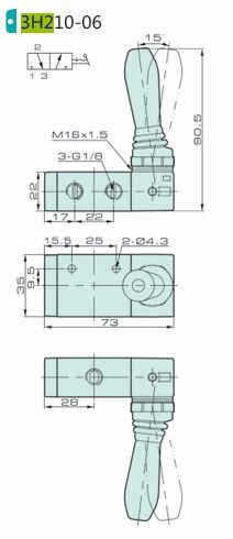 Jelpc 3H210 Pnömatik Yön Kontrol Valfi 3/2 Kol Kumandalı