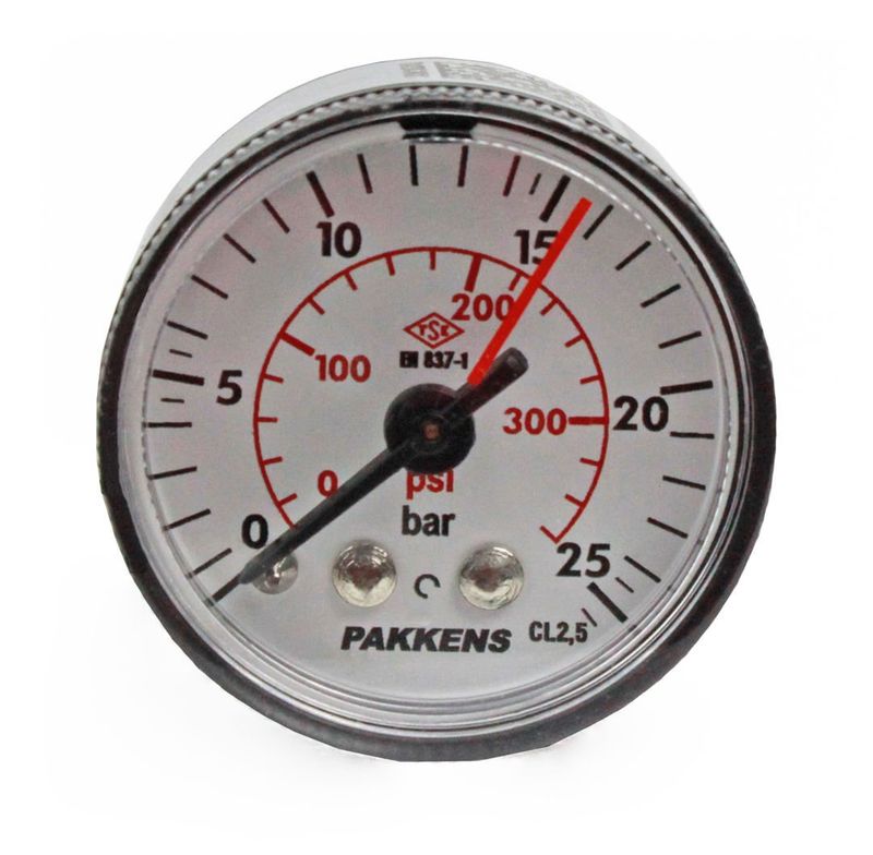Pakkens 0-25 Bar 40 mm Arkadan Bağlantılı Kuru Manometre G 1/8 inç