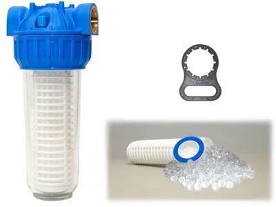 Aquafer 10 inç Silifoz Kireç Önleyici Su Filtre Kabı 3/4 inc 50 Mikron