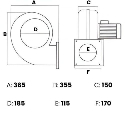 Modern Teknik MT4M Radyal Fan, Kalorifer Kazan Fanı 220V 3000 m3/h