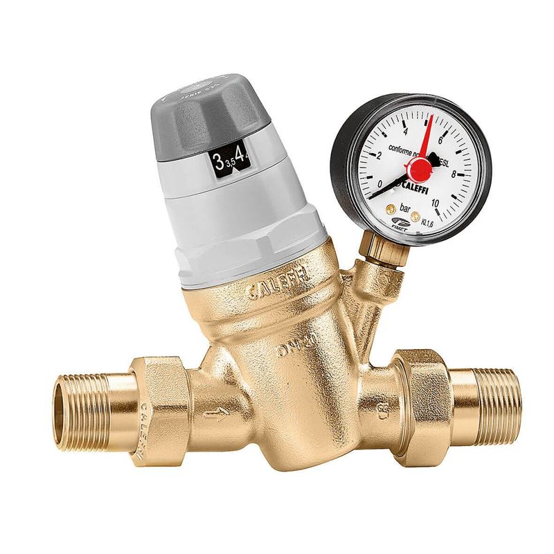 Caleffi 535041 Manometreli Basınç Düşürücü DN15, Rakorlu, Değiştirilebilir Filtreli 1/2 inç