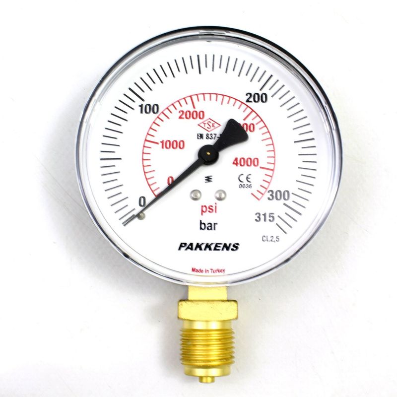 Pakkens 0-315 Bar 160 mm Alttan Bağlantılı Kuru Manometre G 1/2 inç