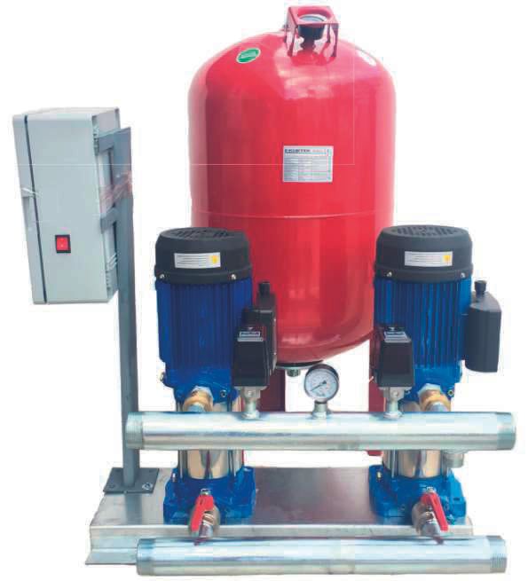 Nortek 2 DMK SS 605 Çift Pompalı Paket Hidrofor (Çelik Fanlı) 2 x 1,6 HP (300 Litre Tanklı)