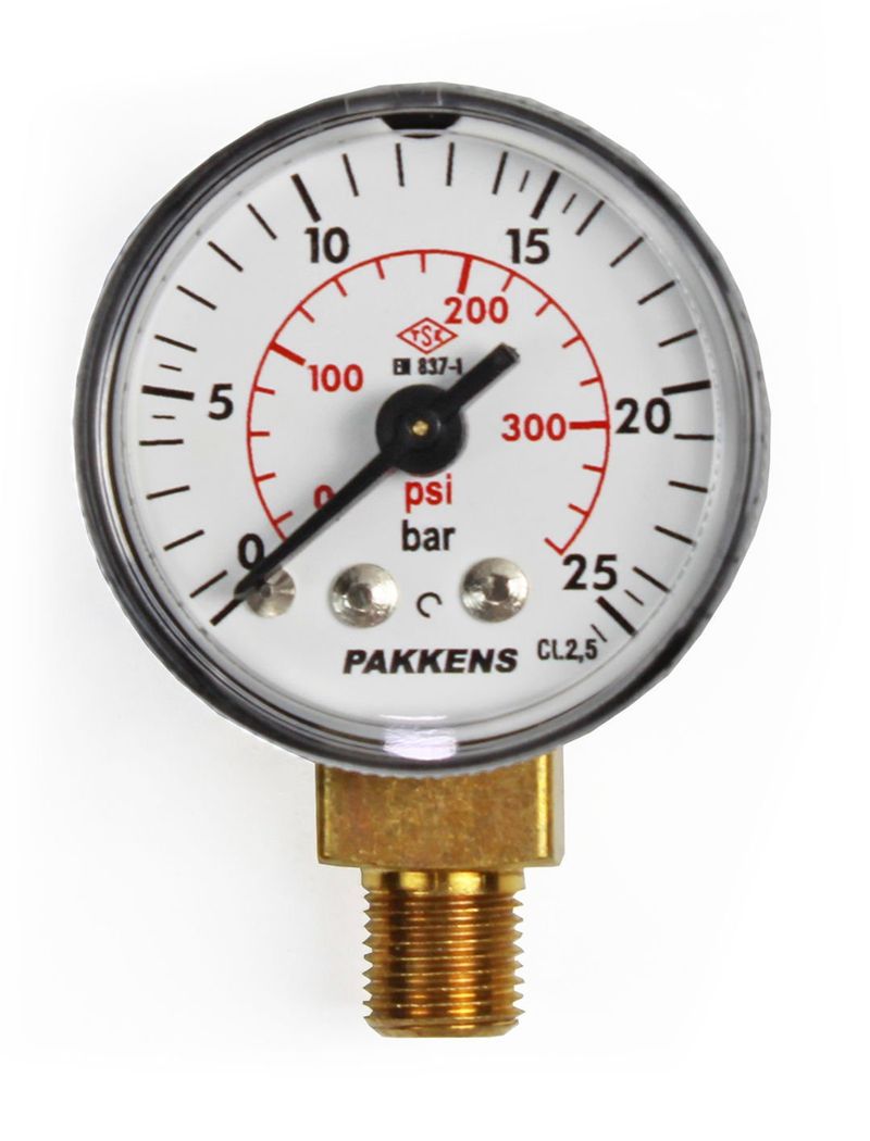 Pakkens 0-25 Bar 40 mm Alttan Bağlantılı Kuru Manometre G 1/8 inç