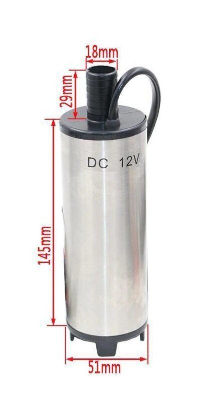 12 Volt Mazot Yağ Aktarma Pompası,Dc Mini Dalgıç Pompa Süzgeçli 51 mm Dış Çap