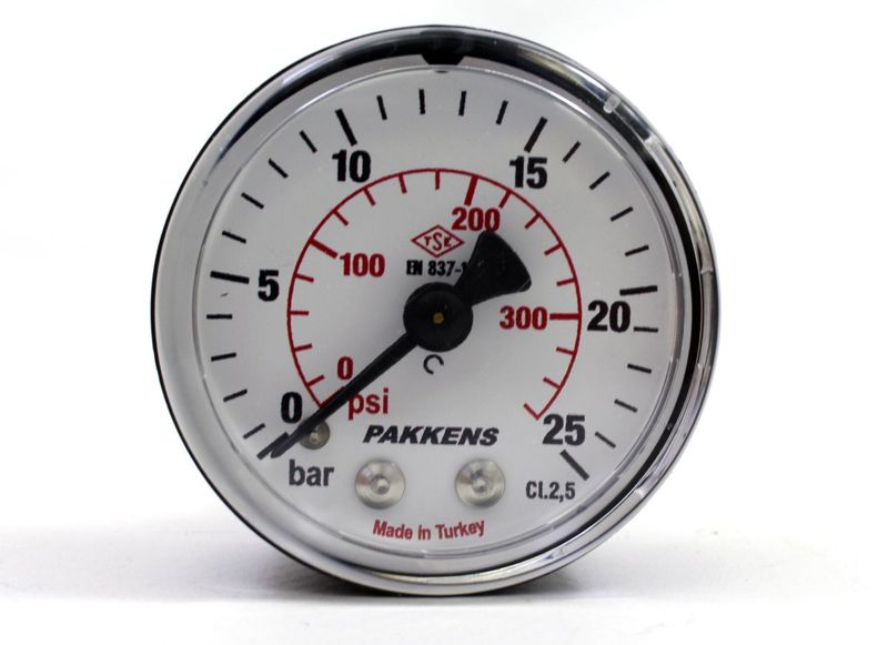 Pakkens 0-25 Bar 63 mm Arkadan Bağlantılı Kuru Manometre G 1/4 inç