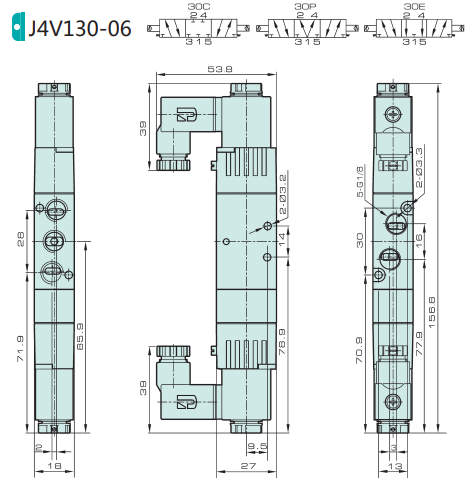 Jelpc 4V130 Pnömatik Yön Kontrol Valfi 5/3 Çift Bobin