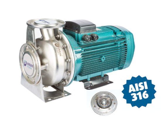 Varan CA65-50-125/4.0T Komple Paslanmaz AISI 316 Kapalı Fanlı Santrifüj Pompa Trifaze 5.5 Hp 28 mss 50 m³/h