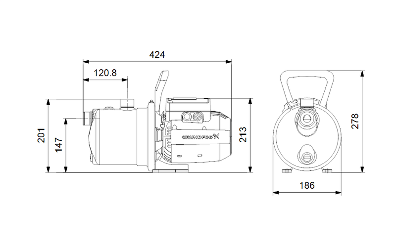 Grundfos JP 4-54 Paslanmaz Gövdeli Jet Pompa 50 mss 4 m³/h