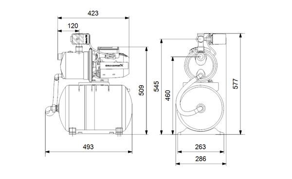 Grundfos JP 4-54 PT-H Paslanmaz Jet Hidrofor 20 Lt Tanklı - 4 Kat 6 Daire
