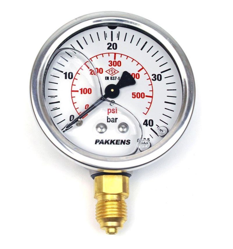 Pakkens 0-40 Bar 63 mm Alttan Bağlantılı Gliserinli Manometre G 1/4 inç