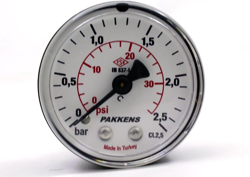 Pakkens 0-2.5 Bar 50 mm Arkadan Bağlantılı Kuru Manometre G 1/8 inç