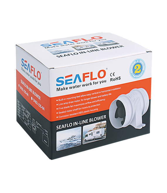 Seaflo SFIB2-235-04 24 Volt 100 mm Blower, Tekne ve Yat Kanal Tipi Fan Aspiratör 235cfm