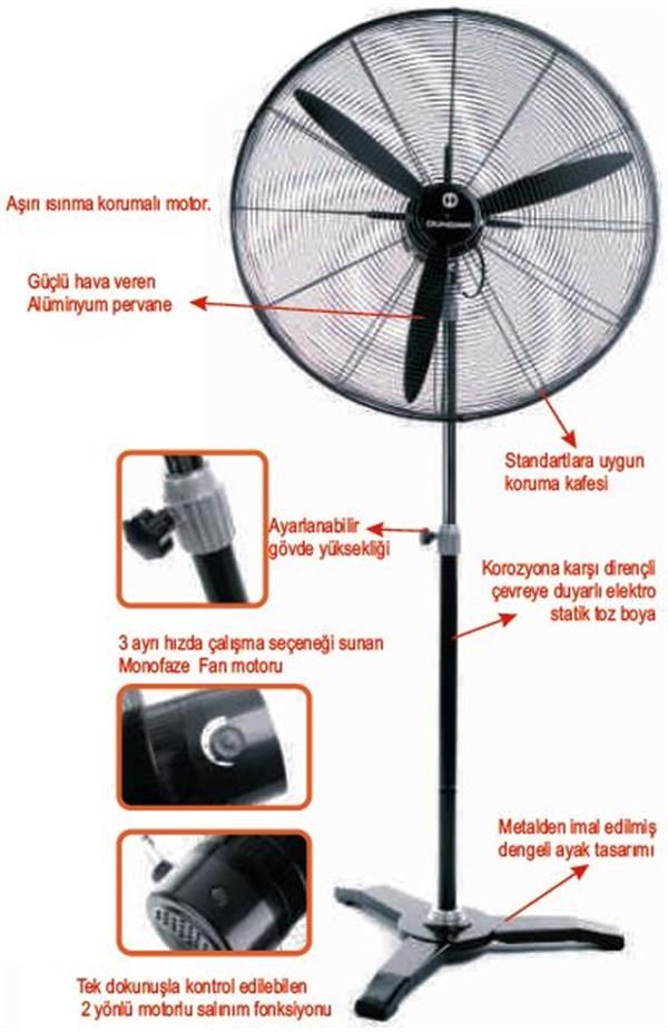 Dündar SV 50 Sanayi Tipi Vantilatör Ayaklı Endüstriyel 50 cm