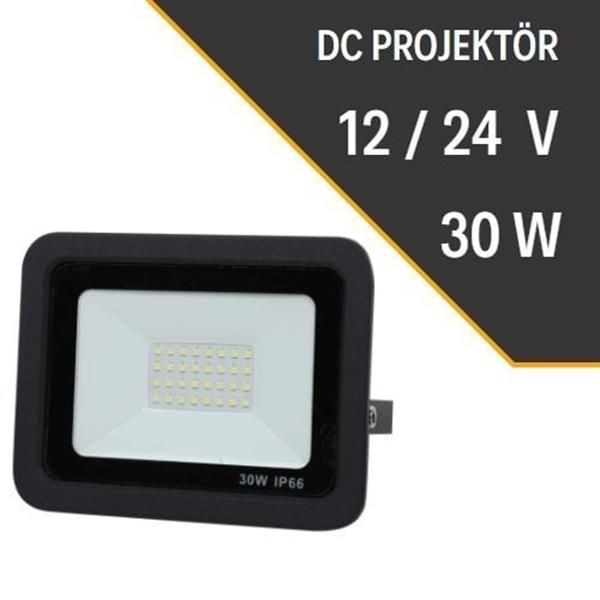 LEXRON 30W DC Projektör 12V/24V Solar Projektör, Güneş Enerjili Projektör
