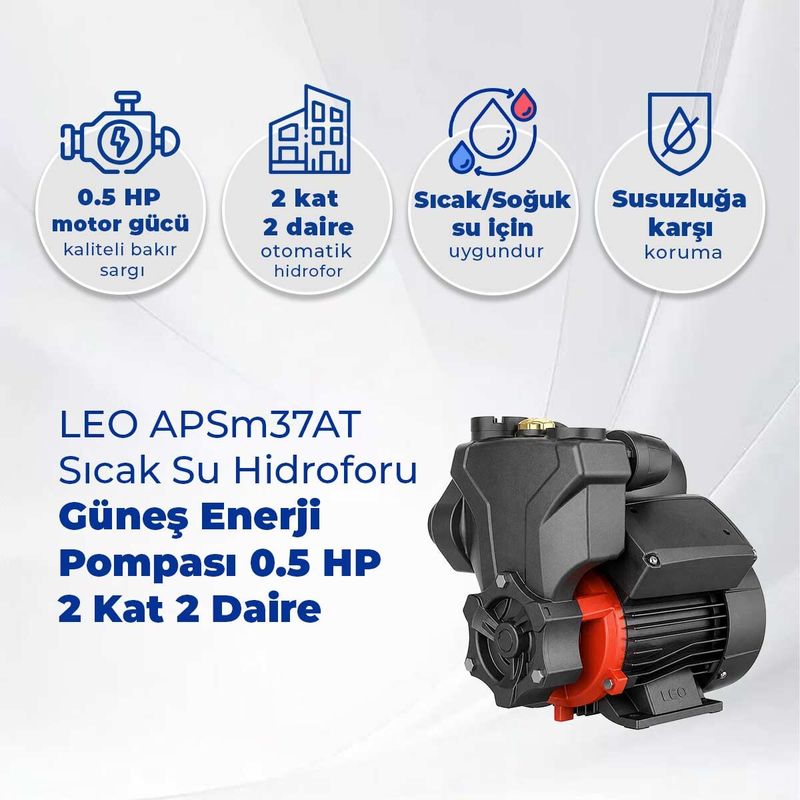 LEO APSm37AT Sıcak Su Hidroforu, Güneş Enerji Pompası 0.5 HP - 2 Kat 2 Daire