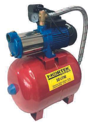 Nortek YMK SS 604 Yatık Milli Kademeli Paket Hidrofor (Çelik Fanlı) 1,3 HP 220V (50 Litre Tanklı)