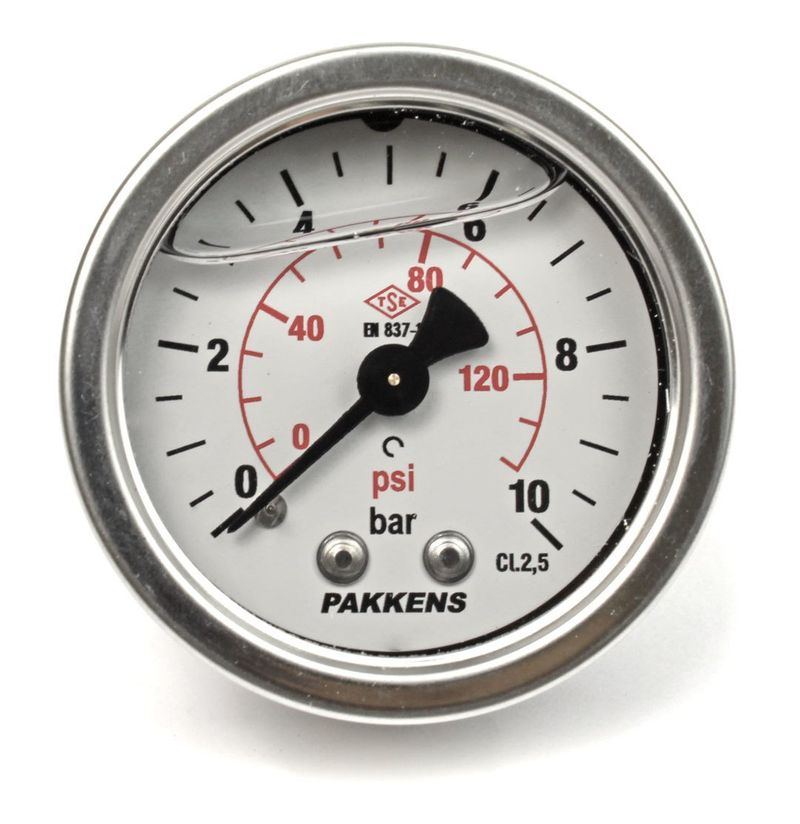 Pakkens 0-10 Bar 50 mm Arkadan Bağlantılı Gliserinli Manometre G 1/4 inç