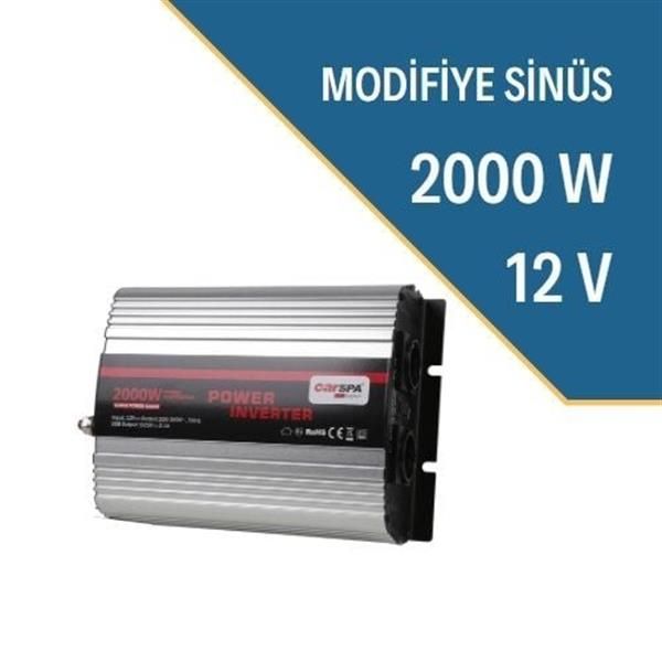 CARSPA 2000W-12V Modifiye Sinüs İnverter Güneş Enerji Solar Sistemi İnverteri