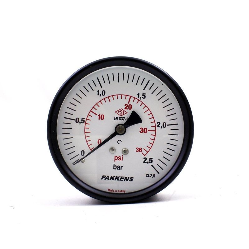 Pakkens 0-2.5 Bar 100 mm Arkadan Bağlantılı Kuru Manometre G 1/4 inç