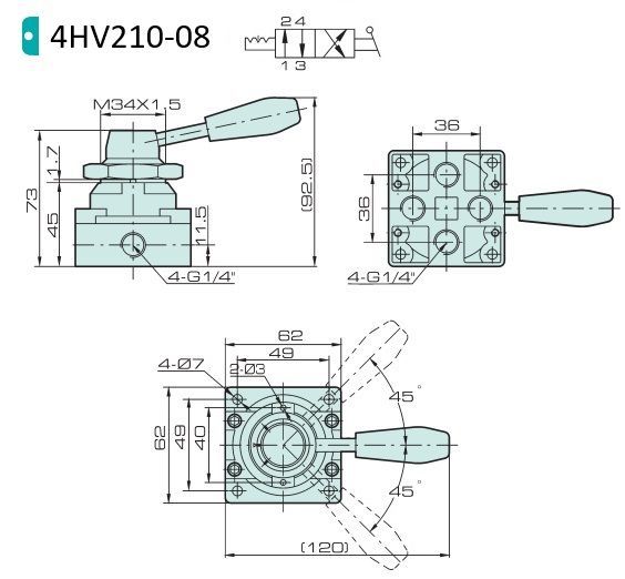 Jelpc 4HV210-08TCS Pnömatik Yön Kontrol Valfi 4/2 Kol Kumanda
