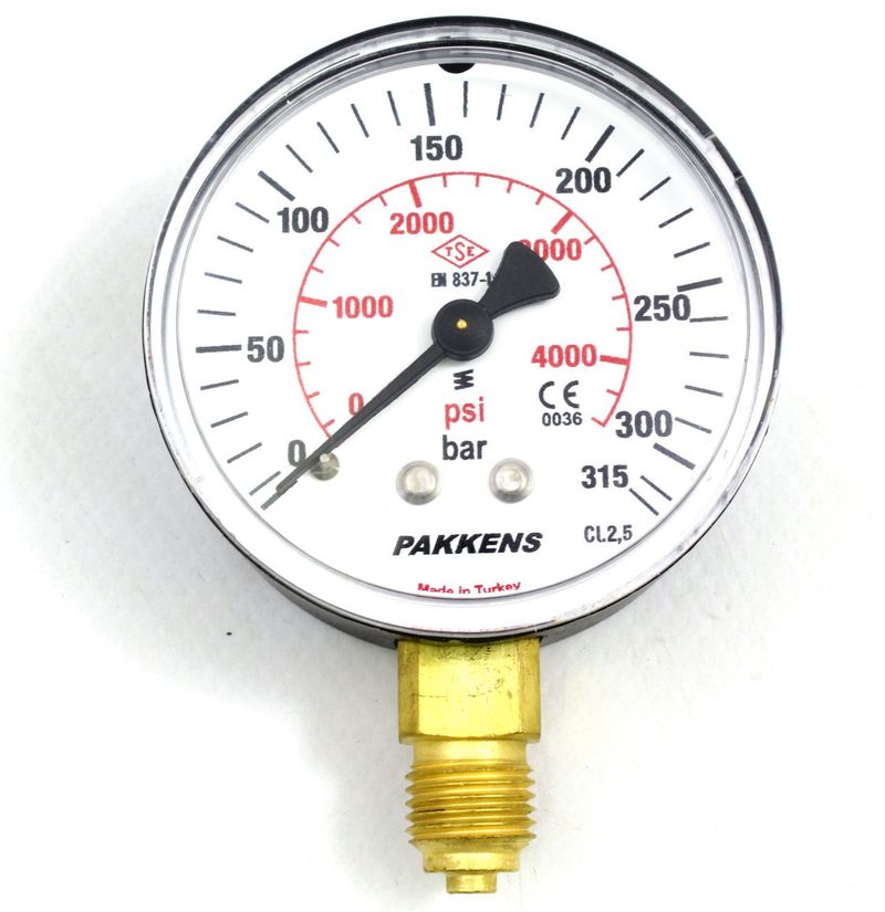 Pakkens Çap 50 0/315 Bar Kuru Tip Basınç Ölçer, Manometre, Basınç Göstergesi 1/4